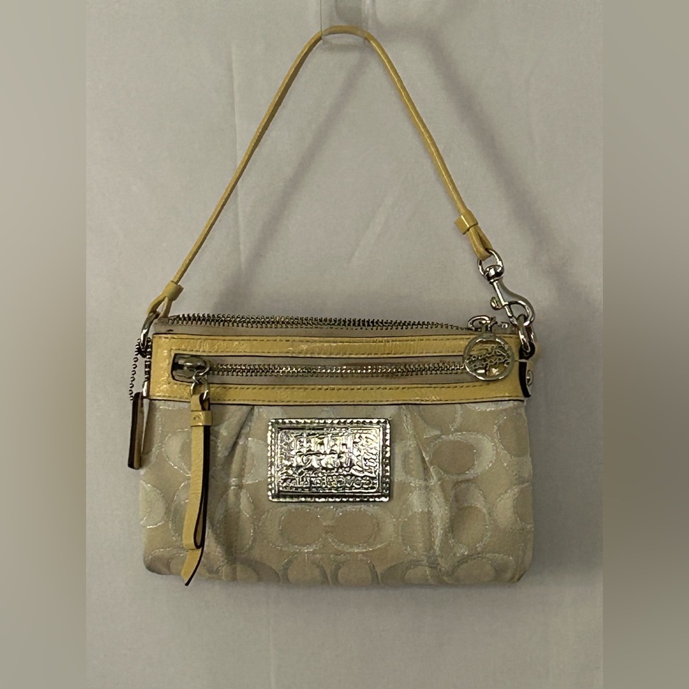 Coach Gold and Tan Women's Wristlet